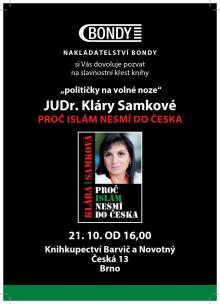 pozvánka na autogramiádu Kláry Samkové v Brně I.